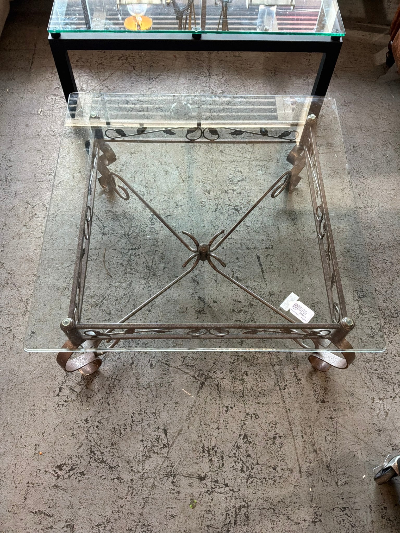 Metal Base W/Glass Top Coffee Table